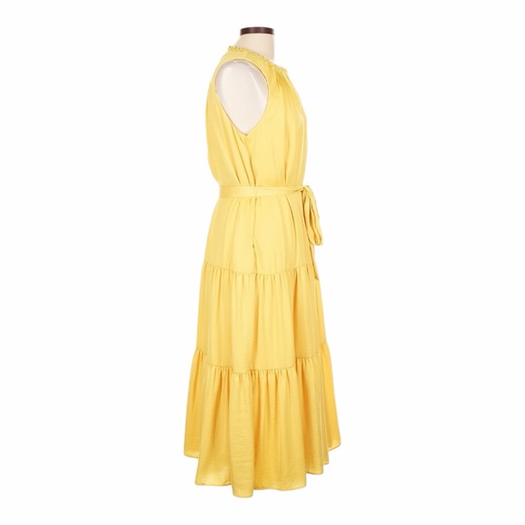 NWT! KOBI HALPERIN Custard Scottie Belted Tiered Midi Dress. Size Large. - Picture 5 of 14